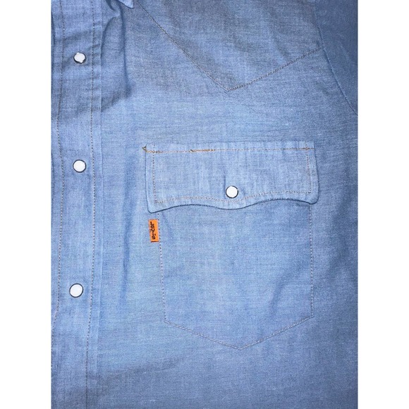 Very Rare 70s/80s Western Levi's Pearl Snap Denim Shirt Size: XL - Picture 4 of 6